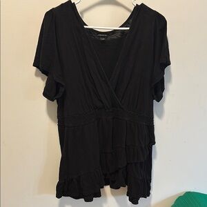 Torrid Size 1 Black Ruffled Short Sleeve Blouse